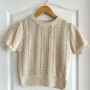 Zara Cream Crop Knit Sweater
